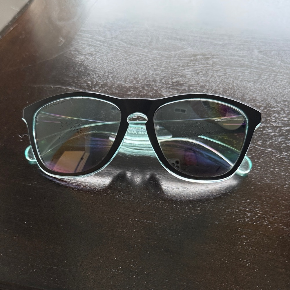Oakley Frogskins Black and Teal Polarized Sunglasses OO9245-8554